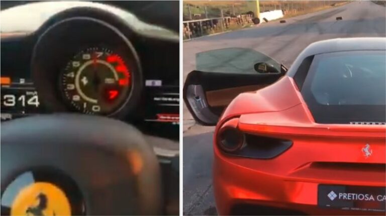 ‘Çmenduri kosovare’: Shoferi arrin shpejtësinë 314 km/h me Ferrarin e tij në autostradën ‘Ibrahim Rugova’