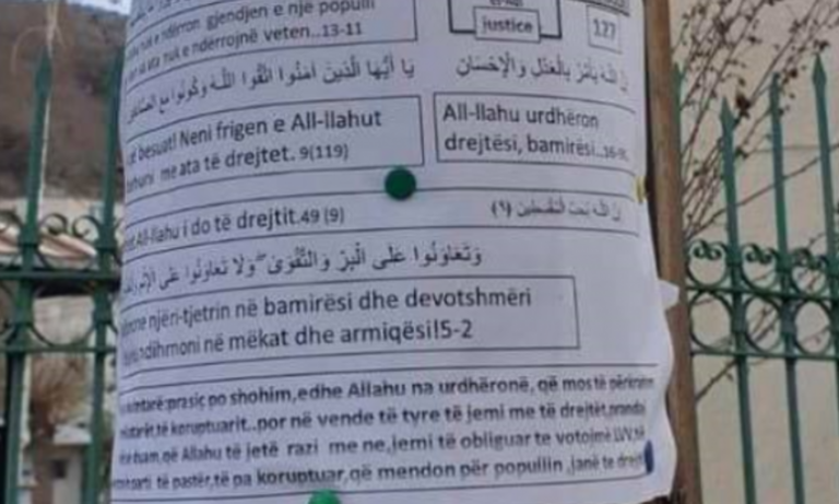 Vendosen afishe — “Vota për VV’në është hallall, për partitë tjera haram”, reagon ashpër BIK’u