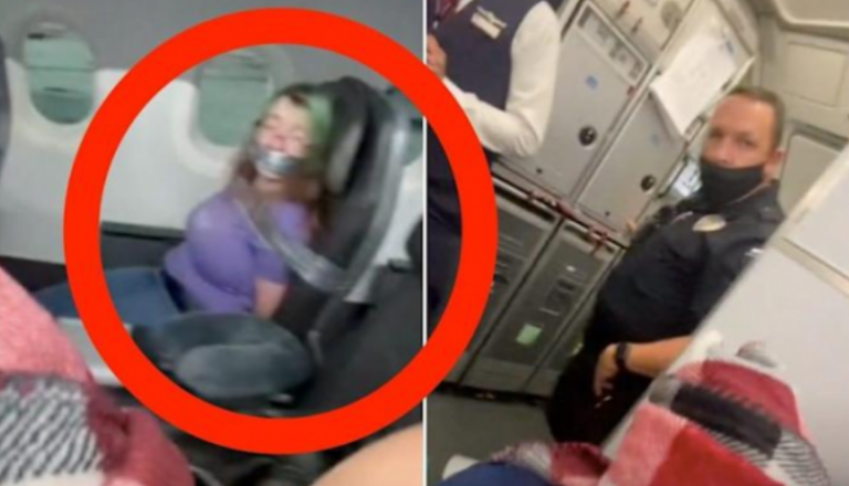 Gruaja lidhet me izolant gjatë fluturimit pasi kafshoi stjuardesën e tentoi të hapte derën e avionit