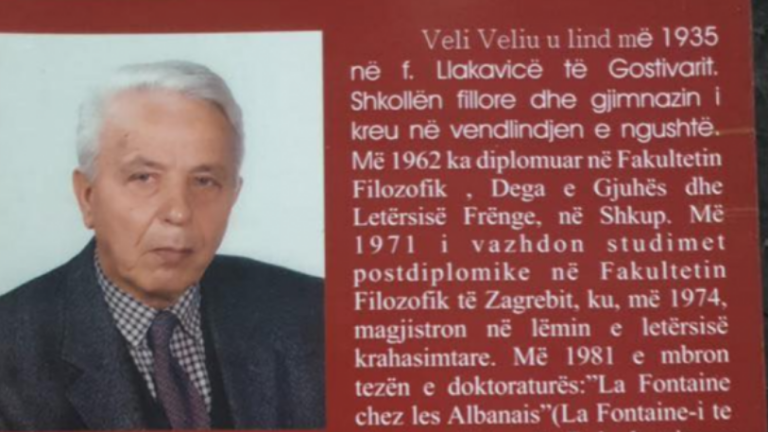 Vdes albanologu i njohur Veli Veliu
