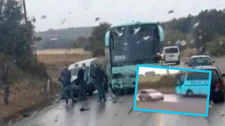 Publikohen pamjet: Momenti i aksidentit mes veturës dhe autobusit në Klinë
