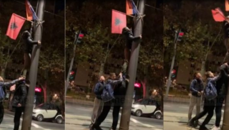 Serbët e heqin flamurin kombëtar nga ambasada e Shqipërisë në Beograd