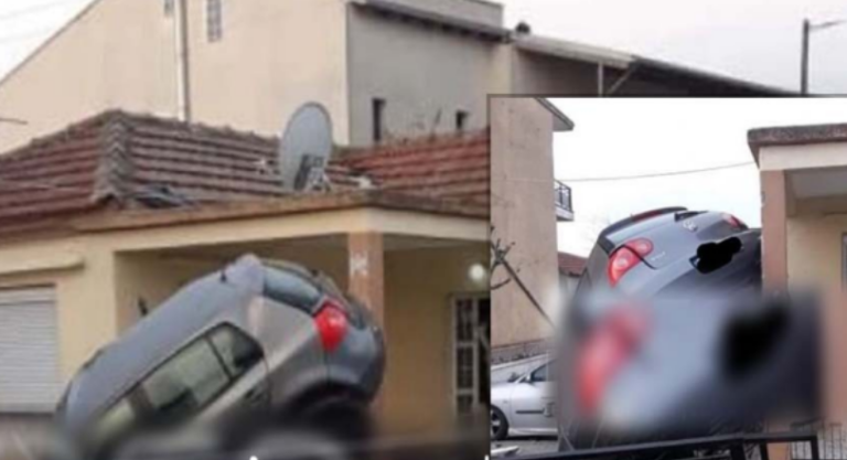 E pazakontë, makina “fluturon” mbi çatinë e shtëpisë