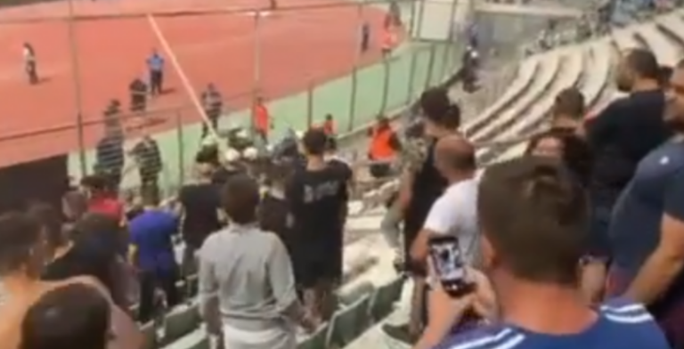 VIDEO: Përleshja e tifozëve të Kosovës me grekë deri te ndërhyrja e policisë