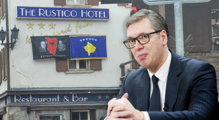 Vuçiç-it ia vendosin përballë hotelit flamurin e Kosovës dhe atë “Autochthonous”