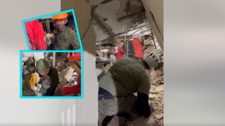 Momenti kur FSK e nxjerr fëmijën dy vjeç nga gërmadhat, njëri nga ushtarët e përqafon