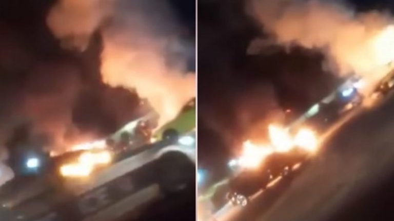 Digjen disa vetura në një auto-sallon në Vushtrri