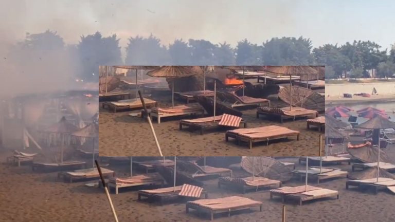 Gjendje e rëndë me zjarret në Shëngjin, flaka përfshinë edhe shezllonet