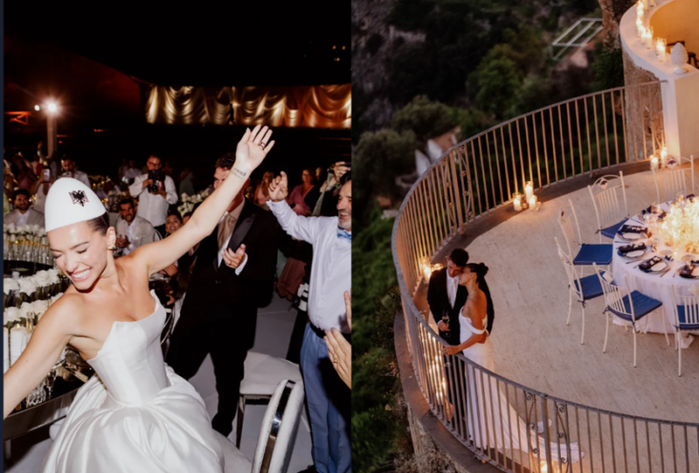 Me plis në kokë e shqiponjë, publikohen fotografi të reja nga dasma përrallore e modeles kosovare dhe futbollistit të Interit