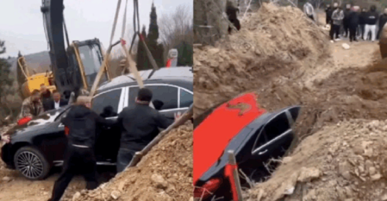 E pazakontë: Kinezi varroset bashkë me Mercedesin e tij me vlerë 130 mijë euro